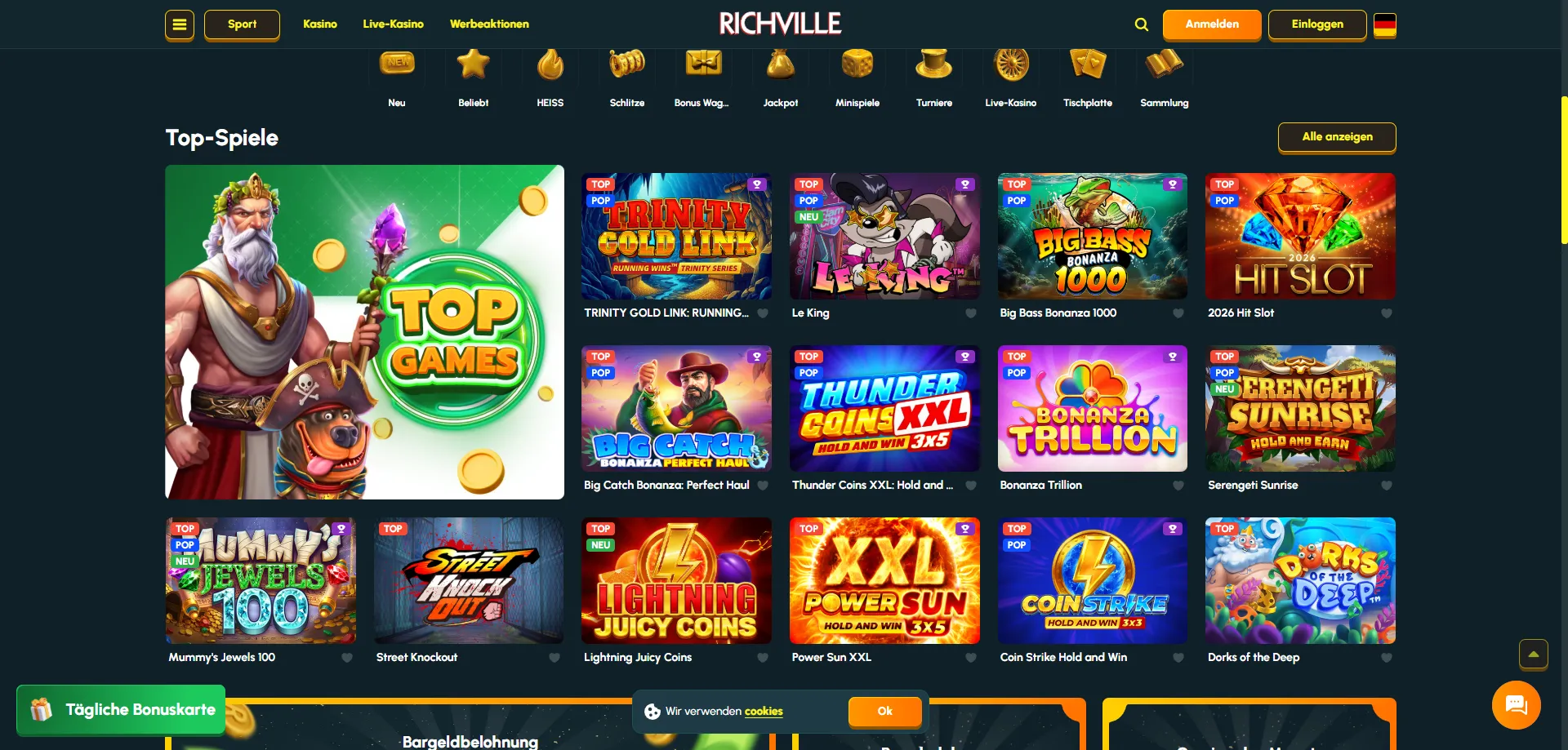 Richville Casino Slots und Live Casino Spiele – Top Auswahl 2026