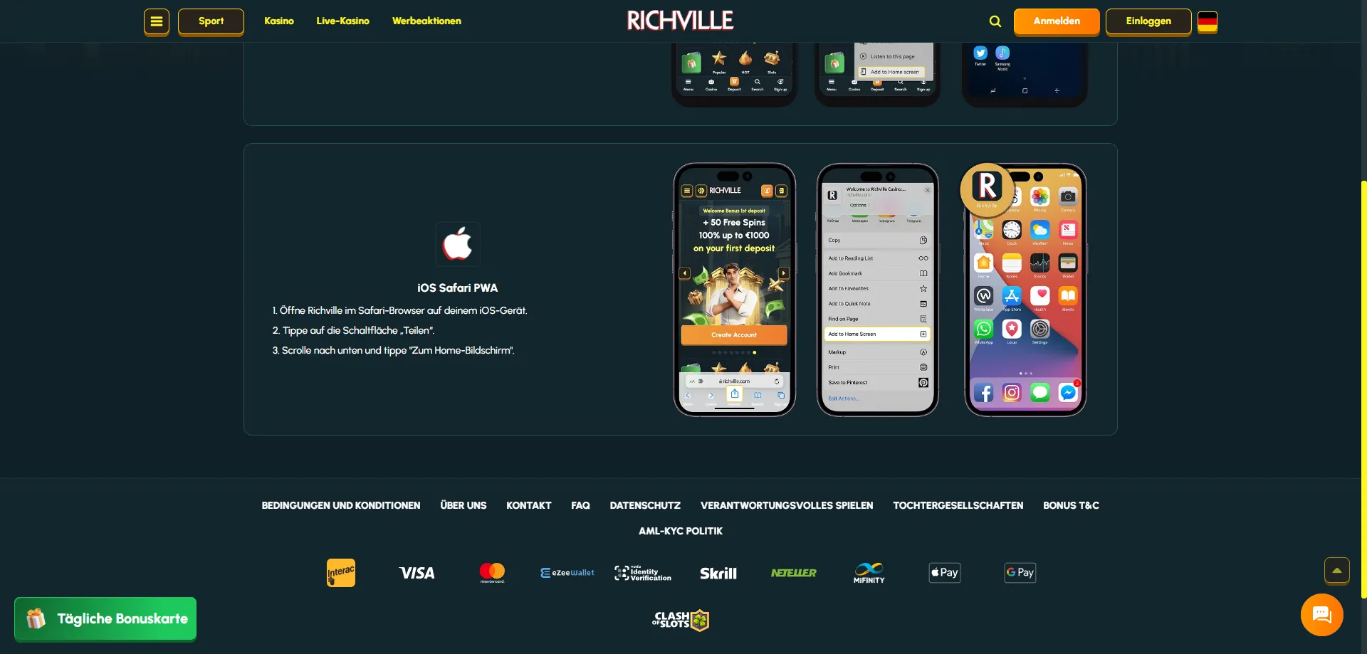 Richville Casino App für Android und iOS – mobiles Spielen in Österreich