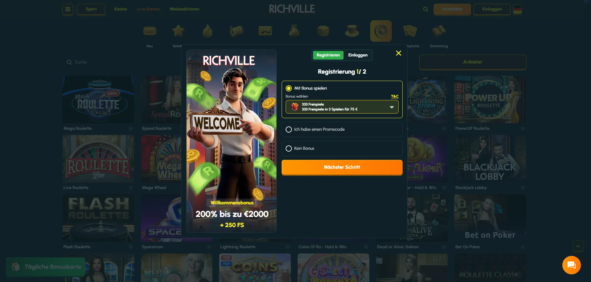 Richville Casino Registrierung – Konto erstellen für österreichische Spieler